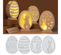 Axinyijia 6 Pièces Moule en Silicone Pâques, 3D Moules de Moulage Lapin de Pâques, Moules en Silicone pour Plâtre