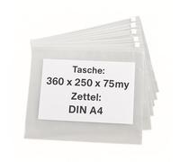 Axis Line 100x Pochette Documents A4 avec Zip, 360 x 250 mm, Transparent | Sachet zip 75 µm imperméable pour voyage et bureau, chemise plastique anti-poussière pour dossiers et reçus, lot