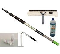 Axis Line Kit Nettoyage Toiture Terrasse - Perche 6 m | Perche télescopique, raccord métallique, Grip Protector, nettoyant verre et polycarbonate, Alco Glanz, poudre de pierre ponce