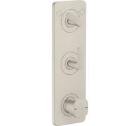 AXOR Citterio C, module thermostatique encastré 380/120 avec plaque pour 2 appareils - Design cubique, aspect acier inoxydable