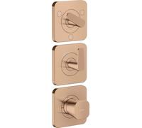 AXOR Citterio C, module thermostatique encastré 380/120, avec rosaces pour 3 appareils - Design cubique, finition or rouge poli