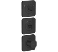 AXOR Citterio C, module thermostatique encastré 380/120, avec rosaces pour 3 appareils - Design cubique, finition noir mat