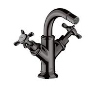 hansgrohe AXOR Mélangeur bidet Montreux 2 poignées, garniture de vidage, 16520330, Couleur: Chrome noir poli