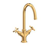 hansgrohe AXOR Montreux mitigeur lavabo à deux poignées 210, sans vidage escamotable, 16506990, Couleur: Optique en or poli