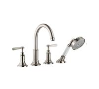hansgrohe Axor Montreux match0 16550820 Mitigeur baignoire 4 trous sur jante, saillie 196 mm, avec poignées à levier, nickel brossé
