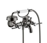 hansgrohe AXOR Montreux Mitigeur bain douche 2 poignées, montage apparent, béqu'illes, saillie 220mm, 16551330, Couleur: Chrome noir poli