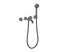 Axor One - Mélangeur de baignoire 4 trous encastré, avec accessoires, EcoSmart, noir chromé brossé 48443340