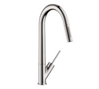 hansgrohe mitigeur d' Axor Starck 10821800 avec douchette extensible, aspect acier inoxydable