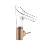 hansgrohe AXOR Starck V mitigeur monocommande de lavabo 140 avec bec verseur en verre et vidage escamotable, 12112310, Couleur: Or rouge brossé