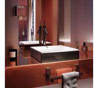 hansgrohe AXOR Suite lavabo à poser, rectangulaire, 400x400mm, avec cadre métal, sans trop-plein, SOLIDSurface, 42003330, Couleur: Chrome noir poli