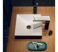 hansgrohe AXOR Suite lavabo à poser, rectangulaire, 400x400mm, avec cadre métal, sans trop-plein, SOLIDSurface, 42003670, Couleur: noir mat