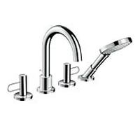 Axor Uno Mélangeur bain 4 trous sur rebord 38445820 nickel brossé, avec poignée en boucle