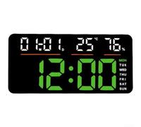 Axorafow Affichage Calendrier Double Alarmes Silencieux Sans tic-tac Grande Horloge Murale Numérique LED avec Température Horloge Chambre Salon Bureau Télécommande (Lumière Verte)