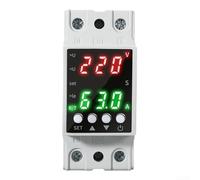 Axorafow Écran LCD à double affichage variable, protection contre la surtension sous tension AC de 80 à 300 V, 1 à 63 A, machine à retard automatique avec bouton en silicone Pa66 coque d'isolation