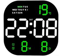 Axorafow Horloge murale numérique, réveil LED avec télécommande à gradation automatique, affichage du calendrier, de la température, du jour de la semaine, pour bureau, chambre à coucher, salon