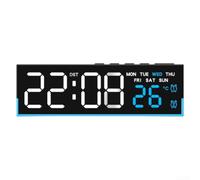 Axorafow Horloge numérique LED avec lumière, réveil électronique multifonctionnel, luminosité à intensité variable automatique, affichage de la température Fahrenheit, horloge murale de bureau ABS
