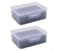 Axorafow Housse de rangement pour 24 piles Aa, 30 AAA, résistante aux chocs, avec composition en polypropylène, support compact pour la maison, le bureau, les voyages, gris (transparent)