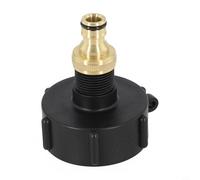 Axorafow IBC Réservoir avec robinet de jardin en laiton et raccord de tuyau de 1000 L 1 000 L DN61 filetage S60 x 6 Système d'arrosage extérieur Noir et doré