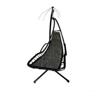 Axorafow Lot de 2 housses de siège de rechange pour balancelle suspendue en textilène - 64 x 197 x 23 cm - Base en tissu noir et gris avec sac latéral en corde - Utilisation en extérieur - Patio et