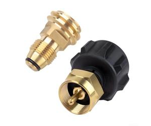 Axorafow Lot de 2 recharges de réservoir en laiton de 0,5 kg et convertisseur POL vers type 1, valve de remplissage étanche, bouteilles de propane jetables, grilles, chauffages, camping-cars, camping