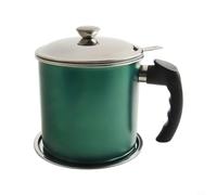 Axorafow Passoire à huile en acier inoxydable de 1,3 l avec couvercle et filtre en maille pour huile de cuisson chaude, passe au lave-vaisselle, vert (vert)