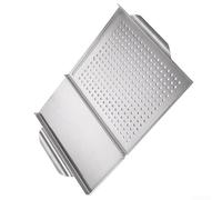 Axorafow Plateau de barbecue carré en acier inoxydable pour la cuisine en plein air, les pique-niques, les grillades dans le jardin - 45 cm x 30,7 cm - Poêle de service résistante à la rouille pour un