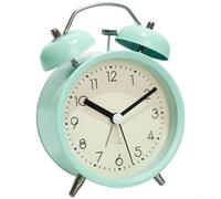 Axorafow Réveil en métal vert macaron silencieux avec veilleuse lumineuse, structure en métal robuste pour réveil, chambre d'enfants, étudiants, chambre à coucher, usage quotidien (vert macaron)