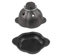 Axorafow Rôtissoire à ail en fonte pré-assaisonnée, poêle à griller robuste avec poignée pour légumes et viande, batterie de cuisine pour intérieur et extérieur, noir