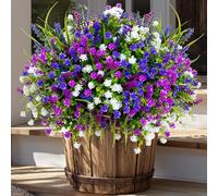 AXYLEX Lot de 12 Fleurs artificielles d'extérieur - Résistantes aux UV - Ne se décolorent Pas - en Plastique - pour la Maison, Le Jardin, Le Porche, la terrasse (mélangé)