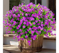 AXYLEX Lot de 12 fleurs artificielles d'extérieur - Résistantes aux UV - Ne se décolorent pas - En plastique - Pour la maison, le jardin, le porche, la terrasse (Magenta)