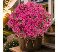AXYLEX Lot de 16 Fleurs artificielles pour extérieur - Buis Artificiel Qui ne se décolore Pas, résistant aux UV, arbustes en Plastique pour décoration d'intérieur, Ferme, Jardin, Verdure (Rouge) et