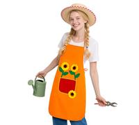 AYBUY Tablier de Jardinier pour Adultes, Tablier Jardinier Tournesol avec Poche pour Homme et Femme pour Barbecue, Restaurant, Café, Jardinage Fête à Thème Carnaval (Orange-C)