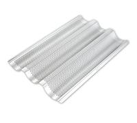 AYCCNH Moule à baguette française en acier inoxydable perforé pour la cuisson 38,1 x 25,4 cm 3 vagues grille-pain four plaque de cuisson (1 pièce)