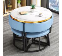 AYCDL Ensemble de 4 tables de salle à manger rondes modernes avec chaises pour économiser de l'espace Vert Taille unique