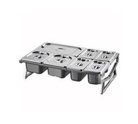 AYCDL Étagère à épices extensible en acier inoxydable 6 pièces avec couvercle, 2 rangées de compartiments, rangement d'épices de comptoir, 54,9 x 37,1 x 16,5 cm