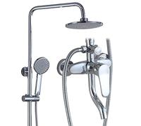 AYCDL Système de douche moderne de salle de bain, ensemble de douche mural finition chromée avec pommeau de douche de tête robinet de bain, ensemble mélangeur de douche en laiton effet pluie pour