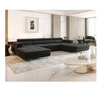 Best mobilier Canapé panoramique Ayden 7 places convertible avec coffre têtières réglables Gris