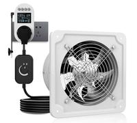 Aygrochy 150mm Extracteur d'Air Chaud Réglable DC Clapet Anti-Retour | Ventilateur mural silencieux, prise intelligente avec contrôle d'humidité et température,minuterie,temporisation pour garage