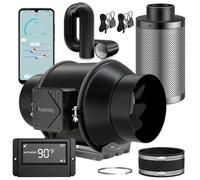 Aygrochy 150mm Wifi App Ventilateur en Ligne Kit avec régulateur de température et d'humidité, Extracteur d'air avec Filtre à Charbon d'air et Tuyau d'évacuation pour Culture hydroponique