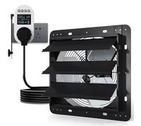 Aygrochy 350mm Ventilateur d'extraction à Volets Thermostat Garage serres | Prise intelligente avec hygrostat, minuterie et temporisation, extracteur d'air mural industriel pour sous-sol et cuisine