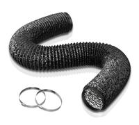 Aygrochy tuyau ventilation PVC en 100mm, 3m tuyau d'évacuation d'air flexible en Aluminium avec 2 colliers de serrage en acier inoxydable pour Climatisation Déshumidificateur Extracteur,Noir