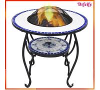 Ayhao Table de foyer mosaïque Bleu et blanc 68 cm Céramique 123456