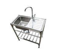 AYHARYLH Évier Cuisine sur Pied 1 Bac,Évier Cuisine Acier Inoxydable sur Pied,