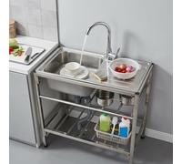 AYHARYLH Évier Cuisine sur Pied 1 Bac,Évier Cuisine Acier Inoxydable sur Pied,