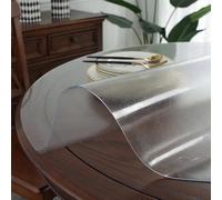 AYLFBFU 74cm Nappe Table Ronde Matte Transparente, Imperméable, Bevel Edge, Empêche Les Coupures Cutanées, Nappe Toile Ciree Rond, Nappe PVC Ronde pour Table Basse/Table à Manger, Matt 1mm