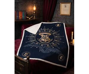 Aymax, Couverture Coral & Sherpa Harry Potter Poudlard 130x170cm - Blason Or - Licence Officielle