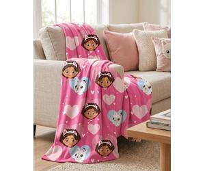Aymax Couverture Polaire Gabby et Chat DreamWorks 130x160cm | Licence Officielle, Plaid Doux et Chaud