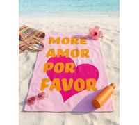Aymax, Drap de Plage 100x180 cm 100% Polyester | More Amor Por Favor Rose Fuchsia Orange Cœur XL | Séchage Rapide