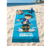 Aymax Drap de Plage Détective Conan 70x140 cm 100% Polyester | Conan Skateboard Bleu | Licence Officielle