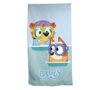 Aymax, Drap de Plage Enfant Bluey 70x140 cm 100% Coton | Bluey & Bingo Masques Snorkeling Bleu Ciel | Licence Officielle